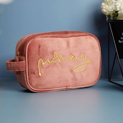 Custom Logo Square Velvet Makeup Bag Brush Packing Beautiful Beauty Bag Wholesale Comfortable Cosmetic Make Up Bag For Ladies