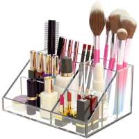 Makeup Organizer Acrylic Cosmetic Storage Display Case Countertop with Six Divided Slots for Bathroom/Vanity/Desk/Bedroom