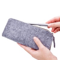 Fashion Multifunctional pure color hair felt Printing pencil pen bag for home school use