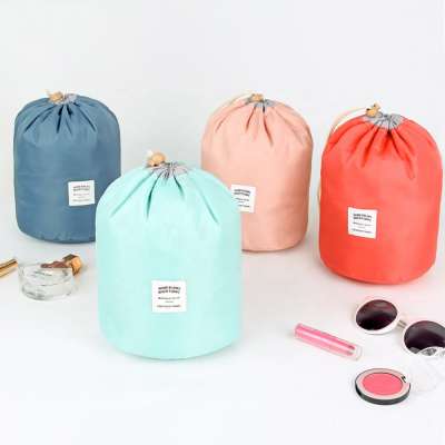 Custom Convenience Drawstring Cosmetic Bag  Barrel Shape Makeup Brush Bag Large Capacity Travel Toiletry Bag for Women